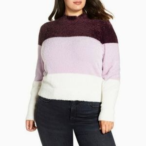 NWT Leith Purple Fluffy Mock Neck Chenille Sweater
